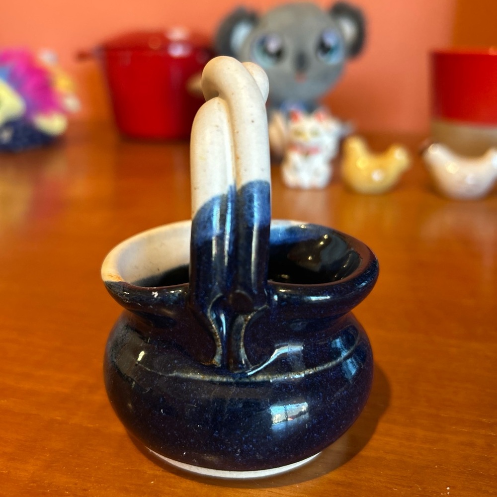 Dirtworks Handpainted Mini Pottery Basket Signed